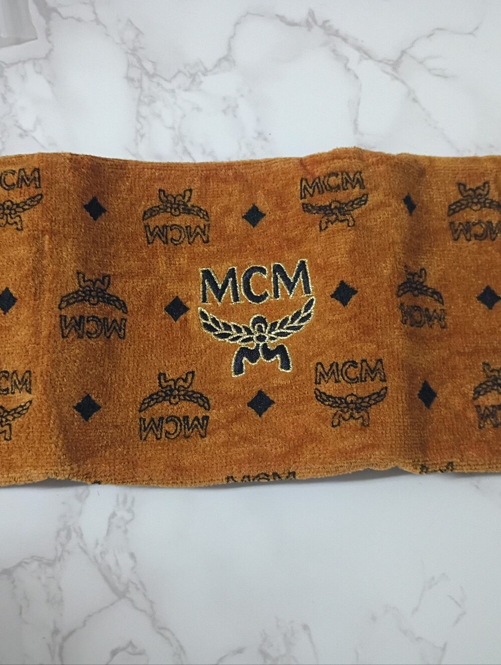 MCM Cognac Embroidered Visetos Monogram Hand Towel -‎ NWT